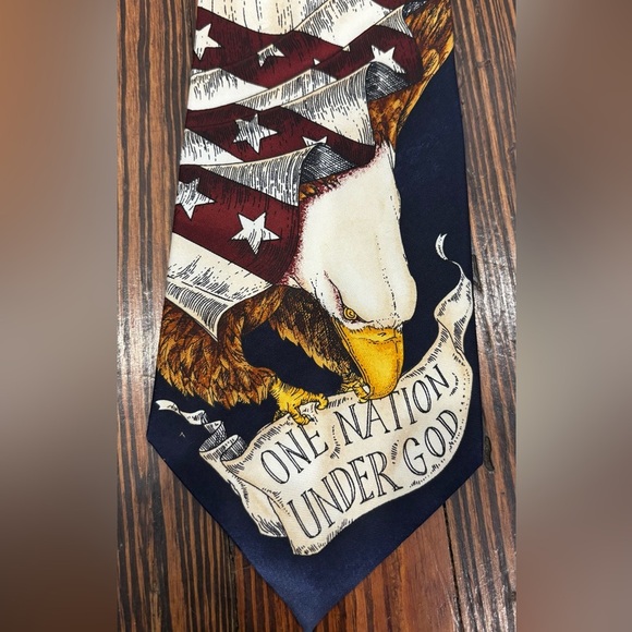 Eagles Wings One Nation Under God American Eagle Patriotic 100% Silk Mens Tie - Picture 1 of 5